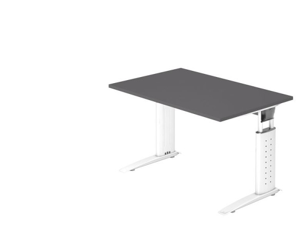 Hammerbacher bureau C-poot 120x80cm grafiet/wit, werkhoogte 68-86 cm verstelbaar, VUS12/G/W