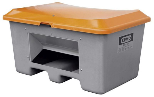 Cemo gritcontainer Plus 3 400 l, grijs/oranje, met uitnameopening, 10572