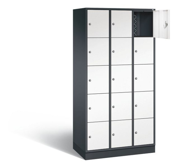 C+P lockerkast Intro, H1950xW920xD490mm, kleur: zwartgrijs / verkeerswit, 8570-301 S10212