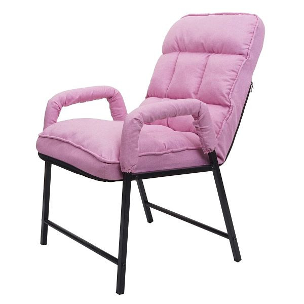 Mendler eetkamerstoel HWC-K40, stoel gestoffeerde stoel, 160kg belastbare rugleuning verstelbaar metaal, stof/textiel roze, 92135