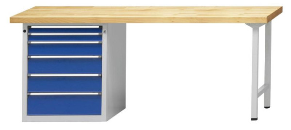 ANKE combinatie werkbank; 2000x700mm; Linker onderkast 660x615 mm, 6 laden 60, 60, 120, 150, 150, 180 mm