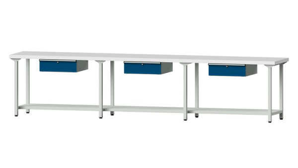 ANKE werkbanken werktafel, model 103, 4050 x 700 x 900 mm, RAL 7035/5010, KSP 50 mm, 400.539