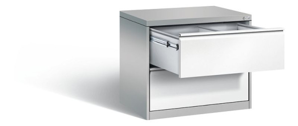 C+P hangarchiefkast Acurado, H733xW787xD590mm, kleur: wit aluminium / verkeerswit, handgreep, 12912-312 S10087