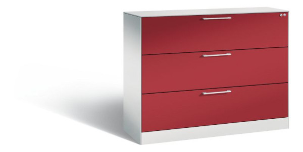 C+P hangarchiefkast Asisto, H1010xB1200xD435mm, kleur: lichtgrijs/robijnrood, beugelgreep, 146041-313 S10142