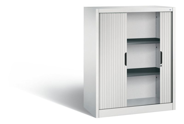 C+P dressoir met rolluik Omnispace, H1230xB1000xD420mm, kleur: lichtgrijs, verzonken greep, 3 niveaus, 3232-00 S10035