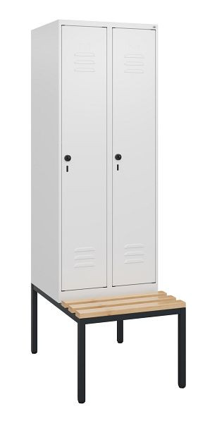 C+P luierkastje Classic PLUS, met onderbank, 2 vakken, 1950x600x815mm, 9016/9016, draaibare sluiting, beuken zitlat, 0800505-20 S10014
