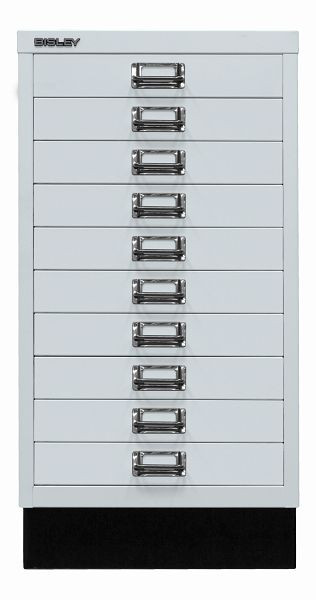 Bisley MultiDrawer™, 29-serie met onderstel, DIN A3, 10 laden, lichtgrijs, L29A310S645