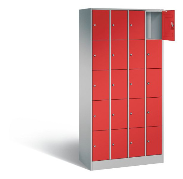 C+P lockerkast serie 8070, H1950xB900xD480mm, kleur: wit aluminium / vuurrood, 80700-40 S10407