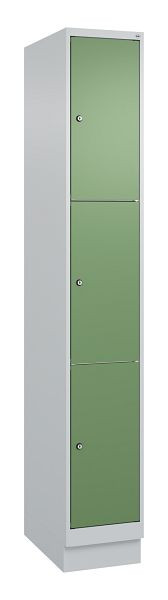 C+P lockerkast Classic PLUS, onderstel, 1950x300x500mm, 7035/6011, met 3 vakken, 080020-103 S10006