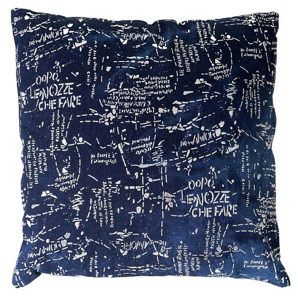 Mendler sierkussen schrijven, bankkussen sierkussen met vulling, blauw glanzend effect 45x45cm, 51875
