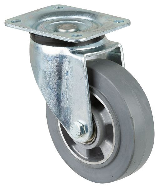 BS Rollen zwaarlastwiel, wielbreedte 50 mm, wiel-Ø 160 mm, draagvermogen 300 kg, grijze elastische banden, aluminium wiellichaam, kogellagers, L600.B83.160