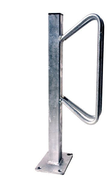 Schake fietsenstandaard - enkele parker, enkele parker voor pluggen, plugplaat 100 x 150 mm, 4 gaten Ø 10 mm, eenzijdig verstelbaar, 421_53
