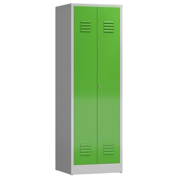 Lüllmann ClassiX multifunctionele locker, 2 compartimenten, 1800 x 590 x 500 mm, lichtgrijs/geelgroen, X-510715