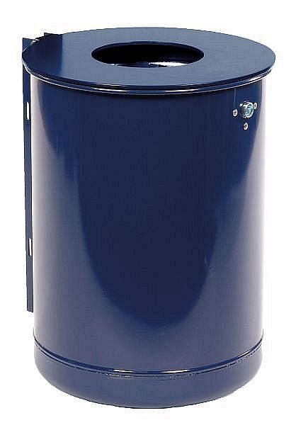 Renner ronde afvalcontainer ca. 50 L, ongeperforeerd, met stevige deksel, thermisch verzinkt en gepoedercoat, kobaltblauw, 7039-20PB 5013