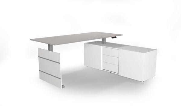 Kerkmann complete werkplek Move 3 elektrisch in hoogte verstelbaar, wit/lichtgrijs, 10236111