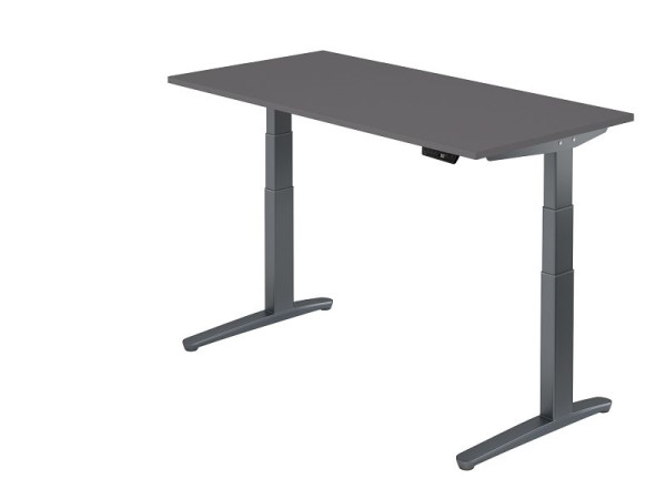 Hammerbacher zit-sta bureau elektrisch 160x80cm grafiet/grafiet, rechthoekige vorm, VXBHM16/G/GG