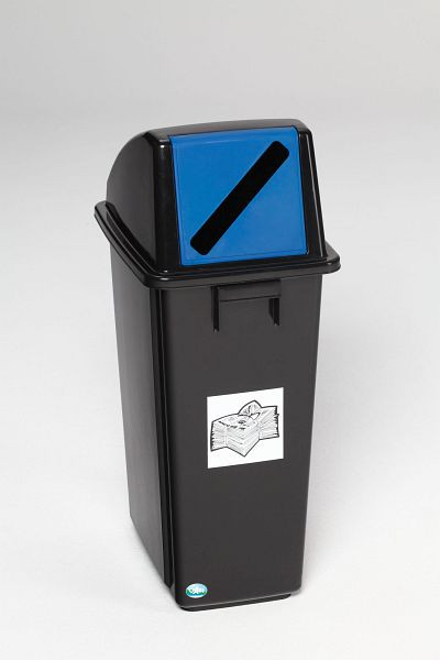 VAR KS recyclebare afvalbak 58 liter, zwart / inwerpklep blauw, 3547