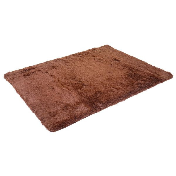 Mendler vloerkleed HWC-F69, shaggy runner, hoogpolig, hoogpolig, stof/textiel pluizig zacht 200x140cm, donkerbruin, 70275