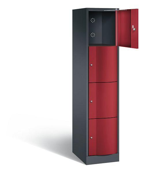 C+P lockerkast Resisto, H1950xW396xD540mm, kleur: zwartgrijs/robijnrood, 8470-172 S10005