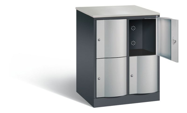 C+P XL lockerkast Resisto, H1077xW772xD640mm, kleur: zwart-grijs/wit aluminium, 8472-273 S10035