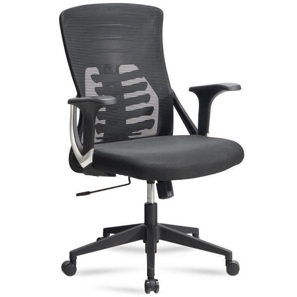 Amstyle bureaustoel zwart mesh bekleding, tot 120 kg, in hoogte verstelbaar met lendensteun, ergonomisch met armleuningen & wipfunctie, SPM1.445