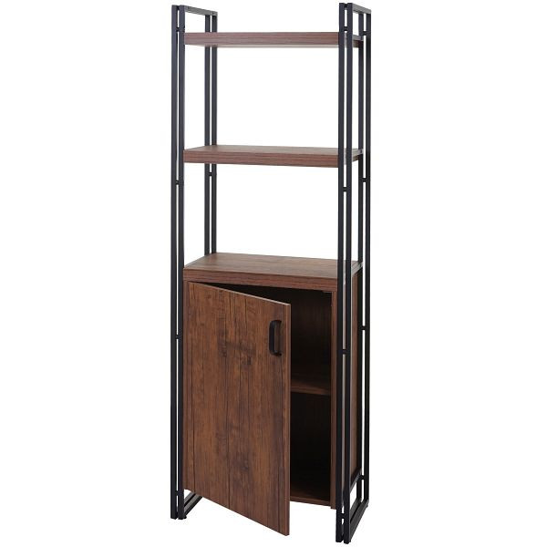 Mendler HWC-A27 boekenplank, plank, woonkamerplank, opbergvak met deur 165x55cm 3D-structuur wild eiken look, 60163+60164