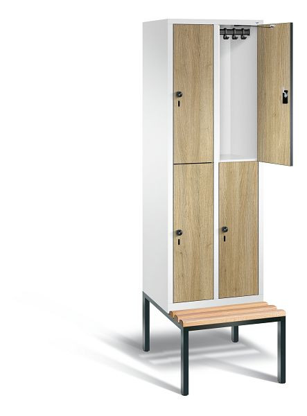 C+P locker 2-laags Evolo, H2090xB610xD815mm, kleur: verkeerswit / decor eiken Sereno, 48350-20 S10225