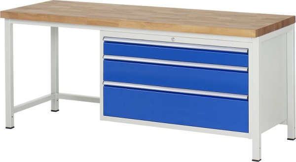 RAU werkbank serie 8000 - frameconstructie (gelast frame), onderbouw container (3x XXL laden), 2000x840x700 mm, 03-8359A1-207B4S.11