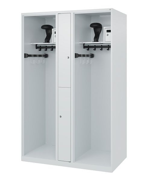 C+P brandweerkast Evolo, model MAXI, 2 compartimenten, H1850B1200T600 mm, lichtgrijs, helmhouder, 0496315-020 S10003