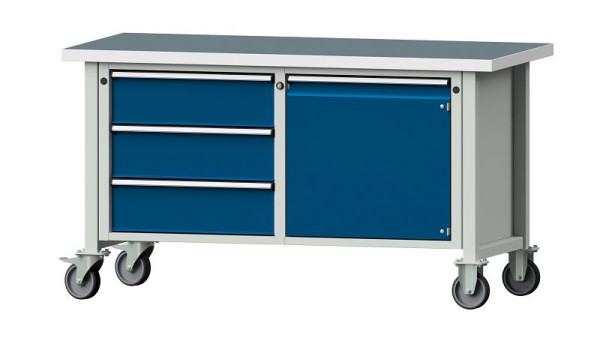 ANKE werkbanken kistwerkbank, model 106 V, 1500 x 700 x 840 mm, RAL 7035/5010, UBP 40 mm, verrijdbaar, 305.604