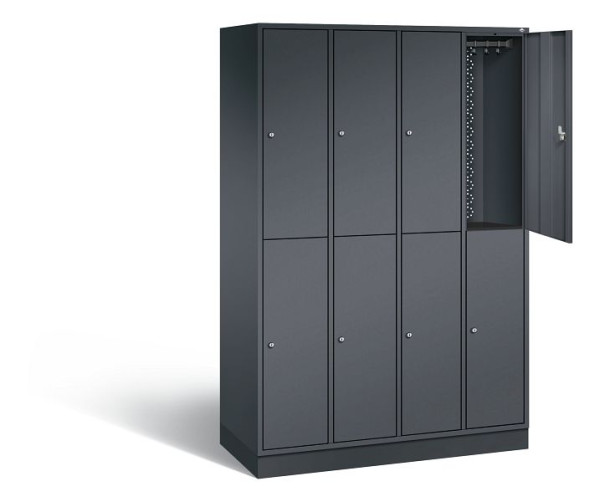 C+P locker, dubbellaags, intro, H1950xW1220xD490mm, kleur: zwart-grijs, 8270-401 S10023