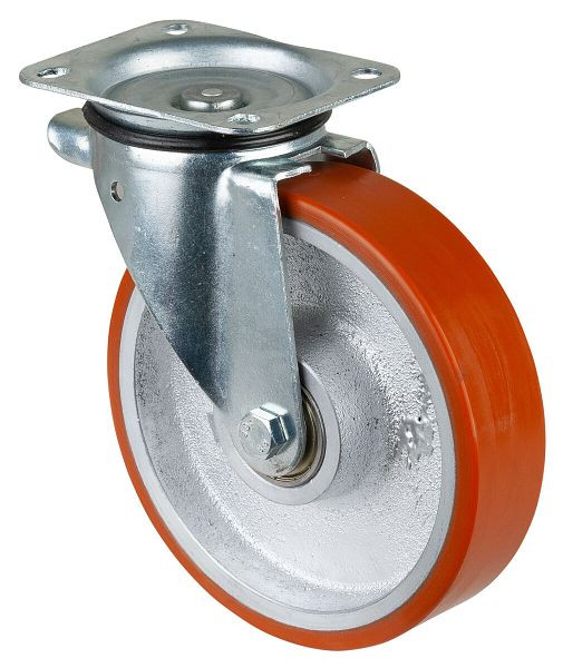 BS-rollen transportrol, wielbreedte 50 mm, wiel-Ø 200 mm, draagvermogen 450 kg, gegoten polyurethaan 95 Shore A, gegoten wiellichaam, kogellager, L400.C10.202