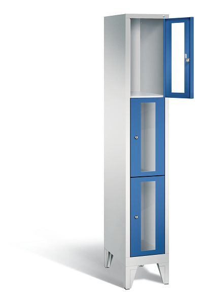 C+P lockerkast Classic, H1850xB320xD500mm, kleur: lichtgrijs / gentiaanblauw, 8010A103 S10002
