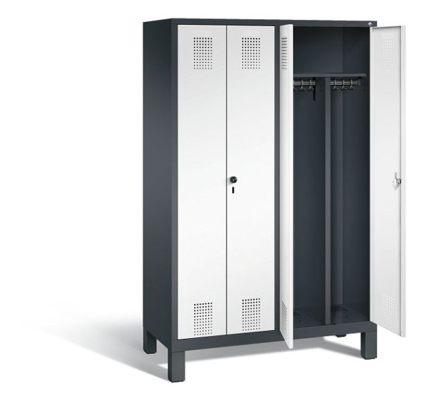 C+P zwart wit locker Evolo, H1850xB1190xD500mm, kleur: zwart grijs / verkeerswit, 48012-40 S10159