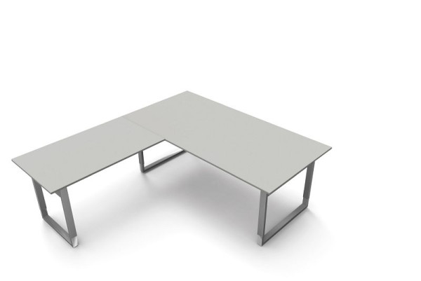 Kerkmann bureau extra groot / vergadertafel B 2000 x D 1000 x H 680-820 mm, vorm 5, kleur: lichtgrijs, 11406911