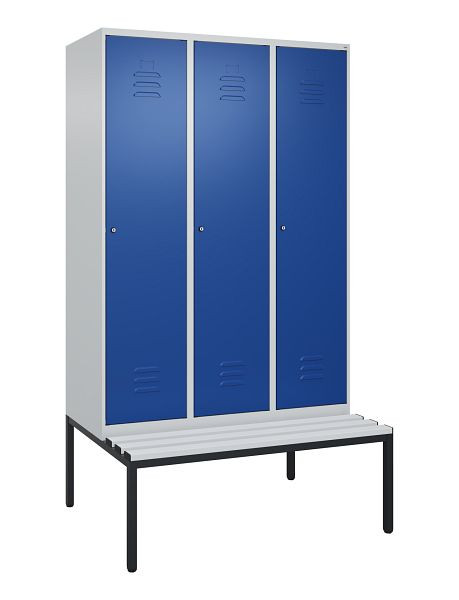 C+P luierkluis Classic PLUS met middenwand, 3 vakken, 2120x1200x815mm, 7035/5010, cilindersloten, 0800507-32F S10018