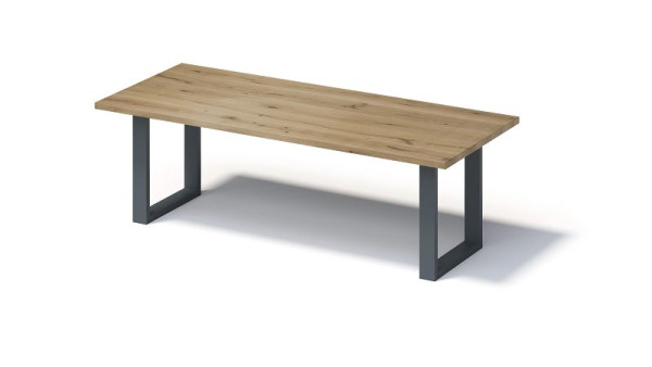 Bisley Fortis tafel Regular, 2600 x 1000 mm, rechte rand, geolied oppervlak, O-frame, oppervlak: naturel / frame kleur: antracietgrijs, F2610OP334