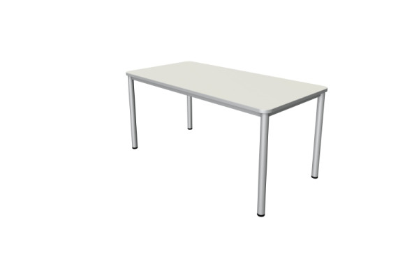 Kerkmann Desk Prime - B 1600 x D 800 x H 750 mm, 4-poots frame in aluminium zilver, wit, 11040610