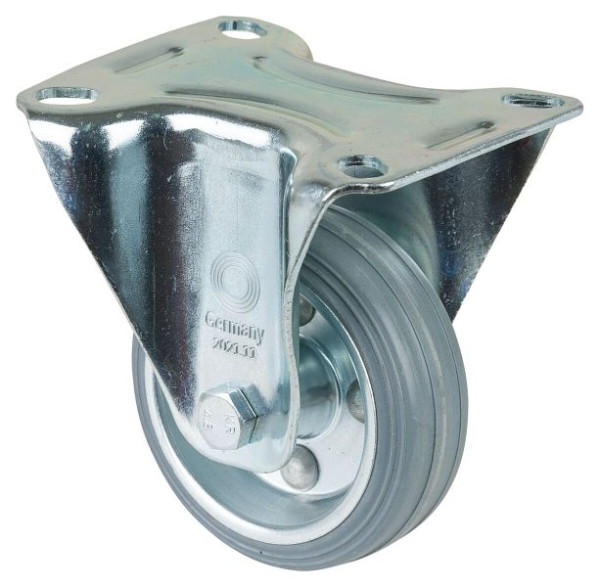 BS-rollen transportrol, vaste rol, wielbreedte 26 mm, wiel-Ø 80 mm, draagvermogen 50 kg, stalen velg, rollager, plaat, VE = 4 stuks, L410.B56.080