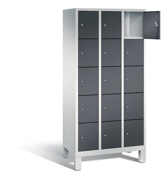 C+P lockerkast Evolo, H1850xB900xD500mm, kleur: lichtgrijs / zwartgrijs, 48010-305 S10023