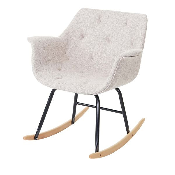 Mendler schommelstoel Malmö T820, schommelstoel relaxstoel, textiel, creme/grijs, 53318