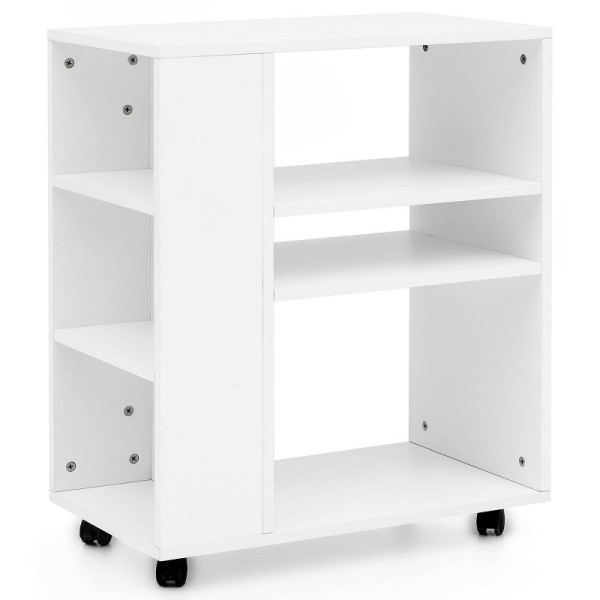 Woonplank wit 60 x 75 x 35 cm met houten wielen, WL5.694