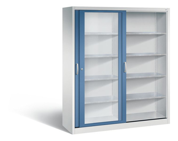 C+P schuifdeurkast Acurado, H1950xB1600xD500mm, kleur: lichtgrijs / verre blauw, beugelgreep, 2159-055 S10076
