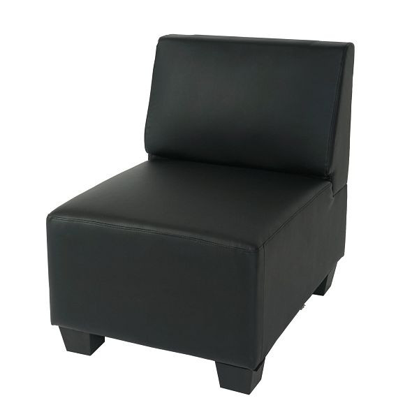Mendler Modulaire fauteuil zonder armleuningen, centraal deel Lyon, imitatieleer, zwart, 21689
