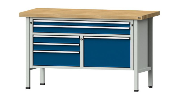 ANKE werkbanken kistwerkbank, model 257 V, 1500 x 700 x 900 mm, RAL 7035/5010, BMP 50 mm, 304.115