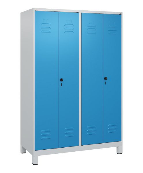 C+P Umkleidespind Classic PLUS SW, Füße, 4 Abteile, 1800x1200x500mm, 7035/5012, Drehriegel, 0800127-40 S10004