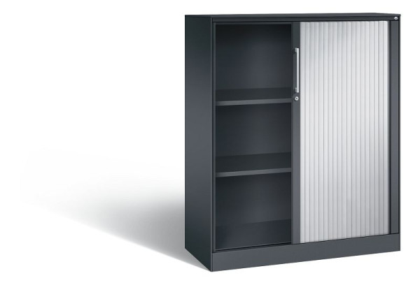 C+P rolluikkast Asisto, H1310xB1000xD435mm, kleur: zwart grijs/wit aluminium, beugelgreep, 3 niveaus, 143032-000 S10078