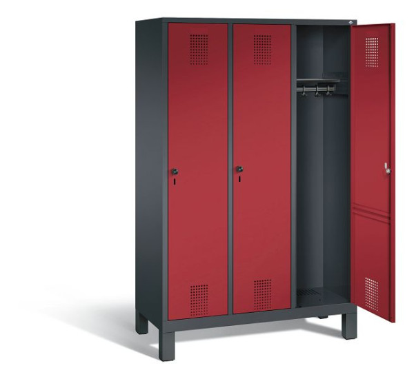 C+P Evolo garderobe, H1850xB1200xD500mm, kleur: zwart-grijs/robijnrood, 48010-32 S10053