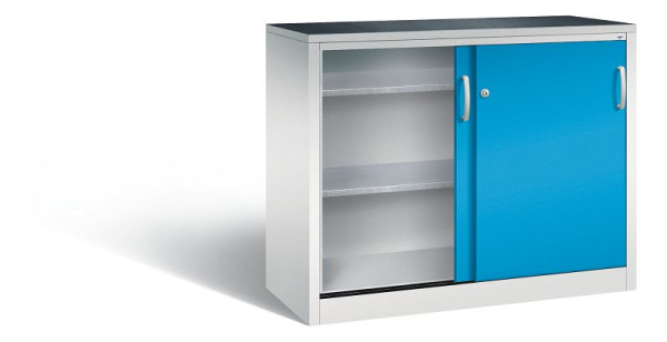 C+P schuifdeurkast Acurado, H1000xB1200xD500mm, kleur: lichtgrijs/lichtblauw, beugelgreep, 2056-09 S10075