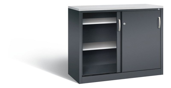 C+P dressoir met schuifdeuren Acurado, H1000xB1200xD500mm, kleur: zwartgrijs, beugelgreep, 2056-00 S10109